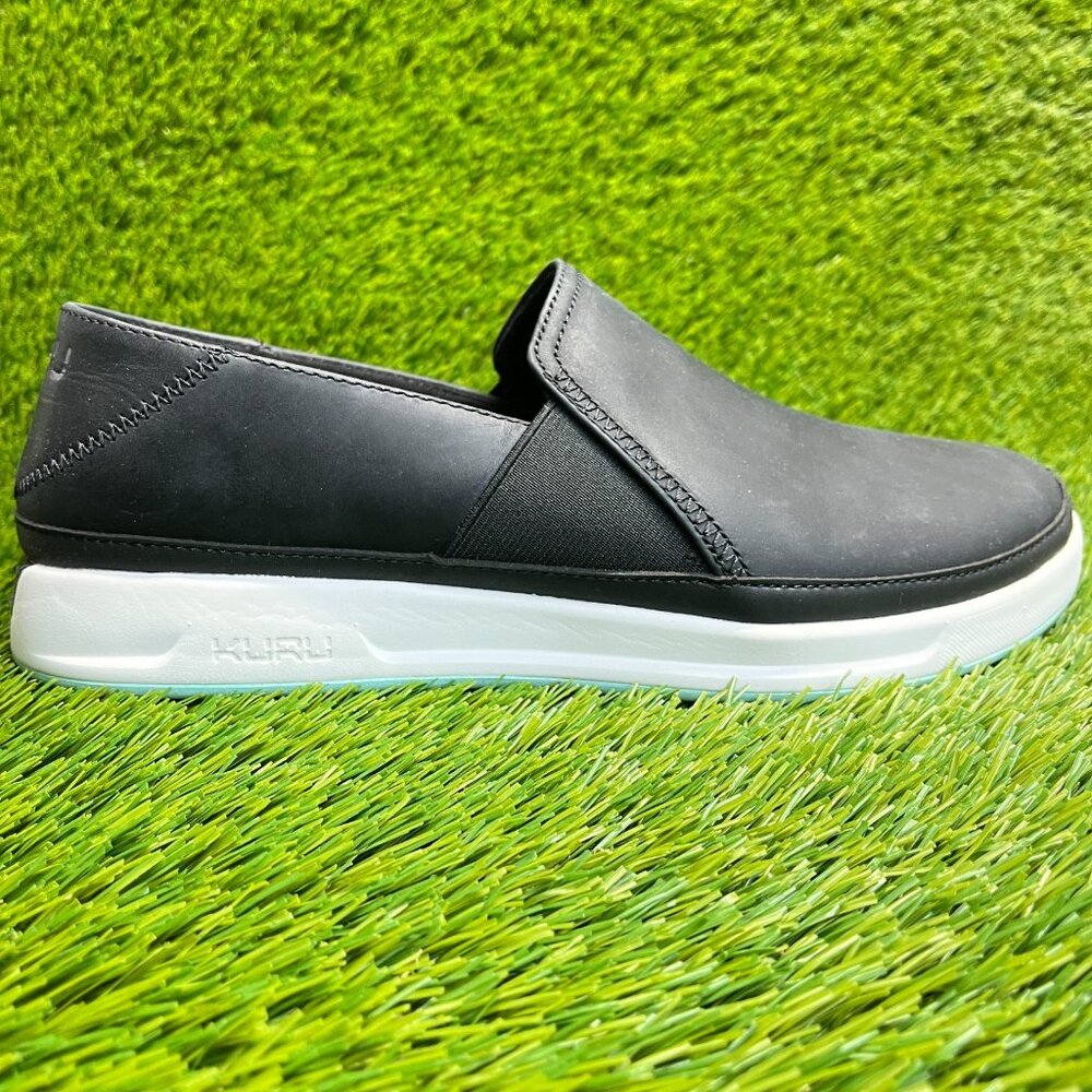 Kuru Roam Atla Womens Size 11 Black White Casual Walking Leather Slip-On Shoes